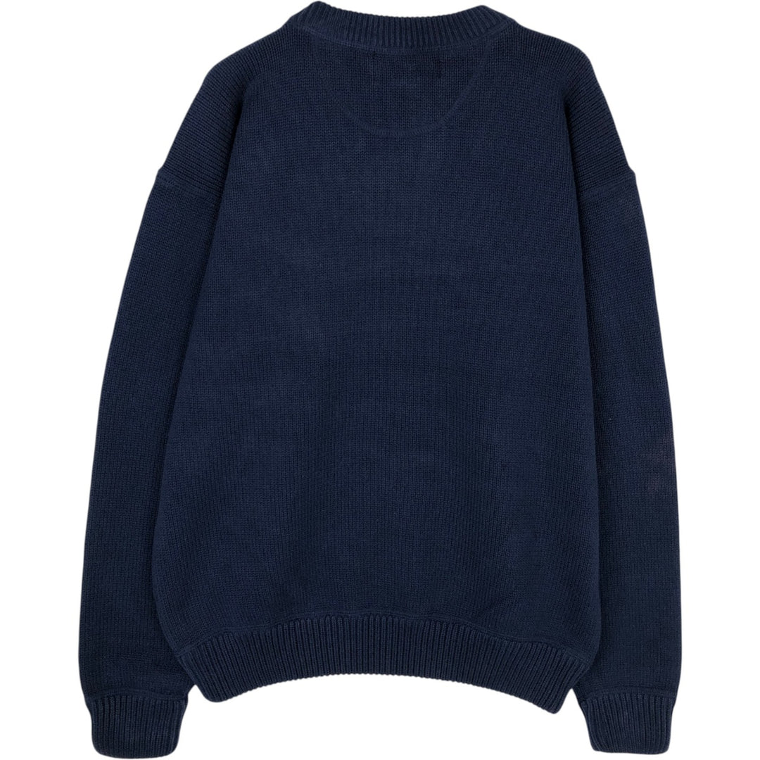 80s-90'S Eddie Bauer Black Tag Cotton Knit Sweater, Men's Size Small cotton navy blue type Vintage Second Hand
