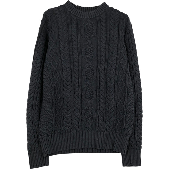 90'S LLBean Vintage Cable Knit Cotton Sweater, Men's Size Small cotton Charcoal Vintage Second Hand