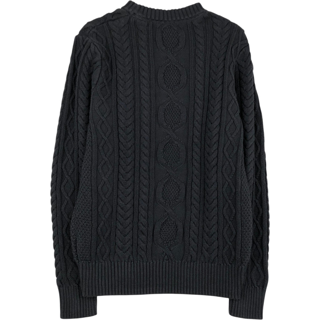 90'S LLBean Vintage Cable Knit Cotton Sweater, Men's Size Small cotton Charcoal Vintage Second Hand