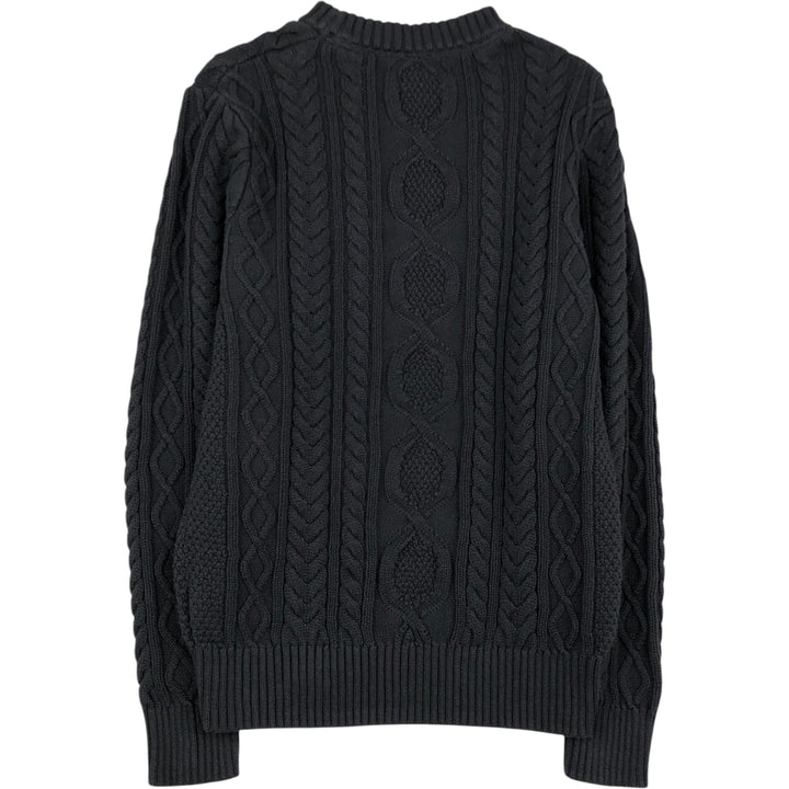 90'S LLBean Vintage Cable Knit Cotton Sweater, Men's Size Small cotton Charcoal Vintage Second Hand