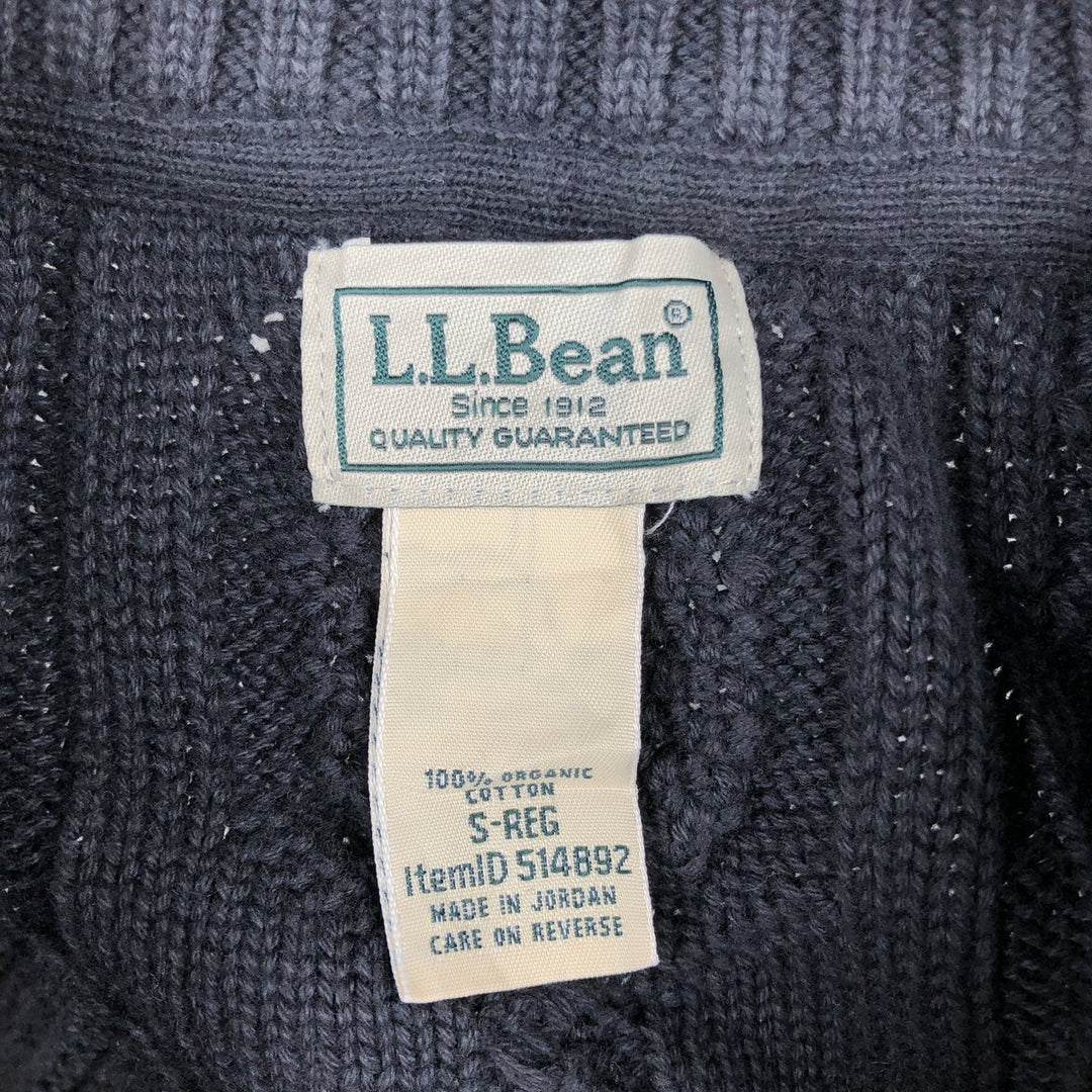 90'S LLBean Vintage Cable Knit Cotton Sweater, Men's Size Small cotton Charcoal Vintage Second Hand