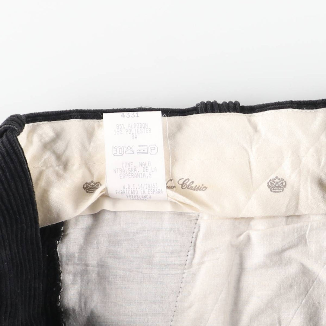 New Classic Two-pleat Corduroy Pants Men's Size W34 cotton Charcoal Vintage Second Hand