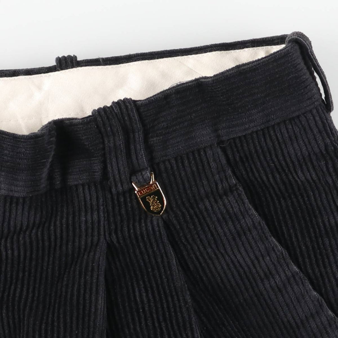 New Classic Two-pleat Corduroy Pants Men's Size W34 cotton Charcoal Vintage Second Hand