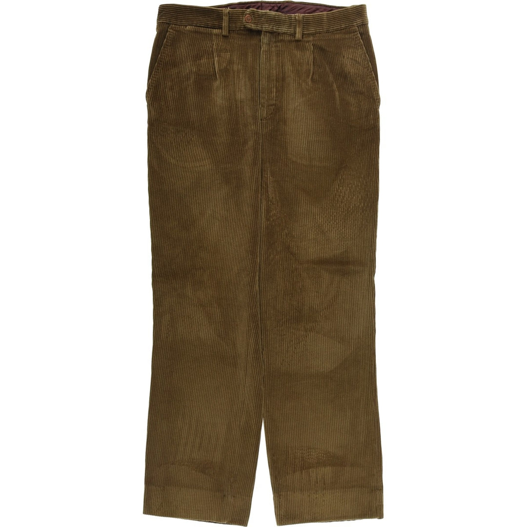 Emidio Tucci One-Tuck Corduroy Pants, Made in Spain, Men's Size W34 cotton brown type Vintage Second Hand