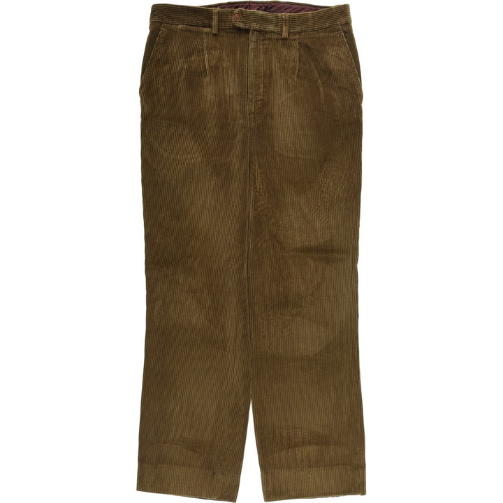 Emidio Tucci One-Tuck Corduroy Pants, Made in Spain, Men's Size W34 cotton brown type Vintage Second Hand