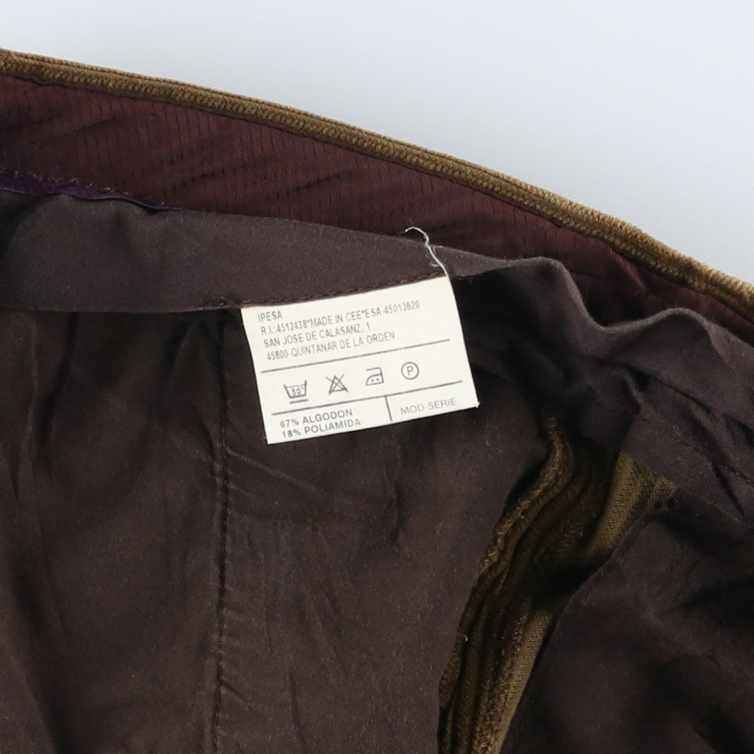 Emidio Tucci One-Tuck Corduroy Pants, Made in Spain, Men's Size W34 cotton brown type Vintage Second Hand