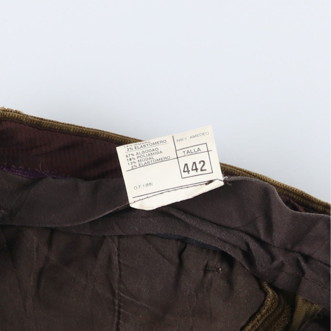 Emidio Tucci One-Tuck Corduroy Pants, Made in Spain, Men's Size W34 cotton brown type Vintage Second Hand