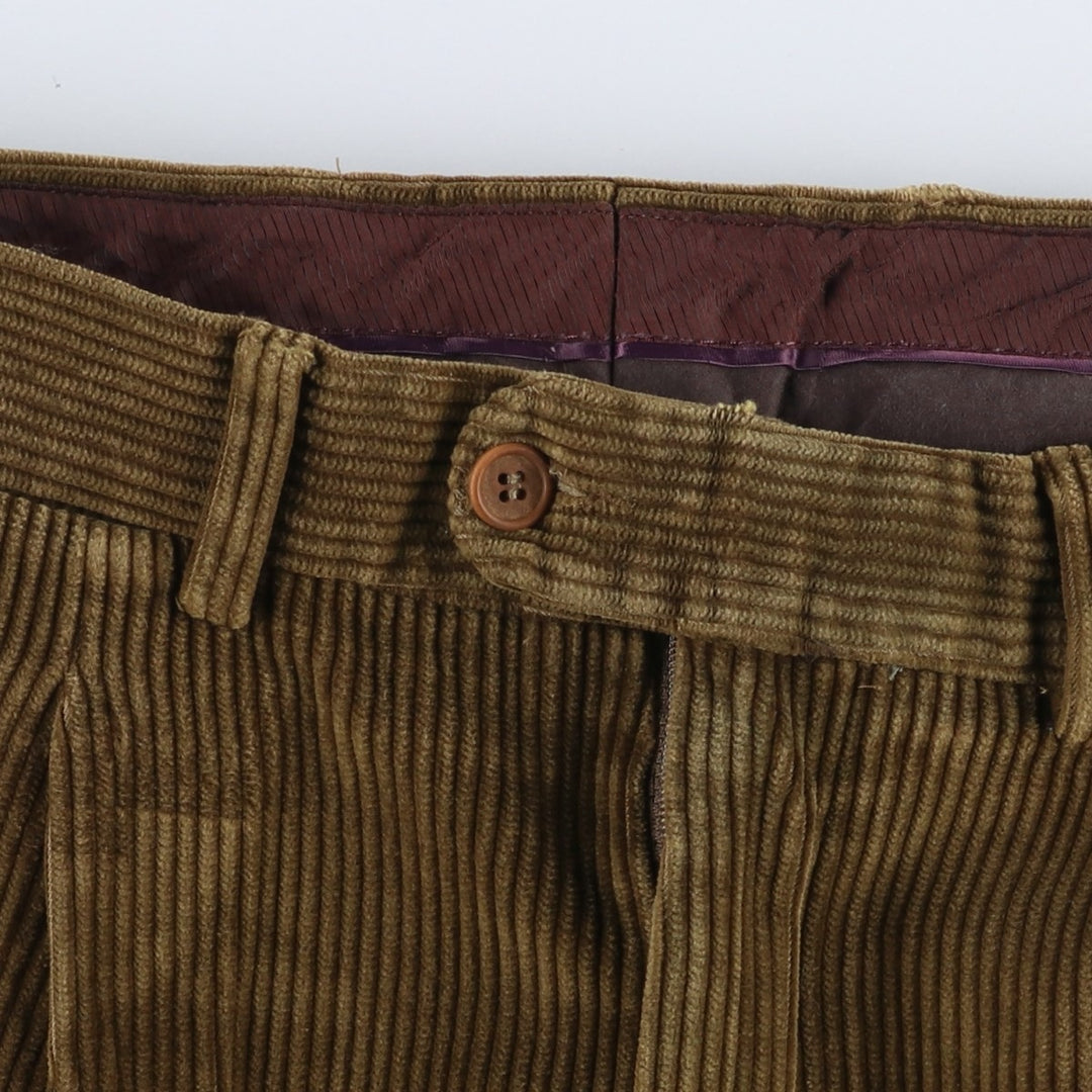 Emidio Tucci One-Tuck Corduroy Pants, Made in Spain, Men's Size W34 cotton brown type Vintage Second Hand