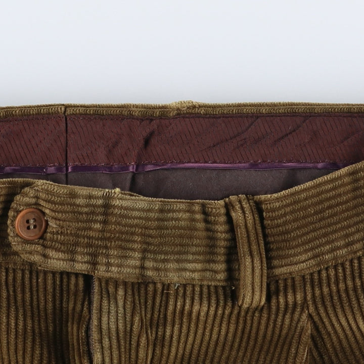 Emidio Tucci One-Tuck Corduroy Pants, Made in Spain, Men's Size W34 cotton brown type Vintage Second Hand