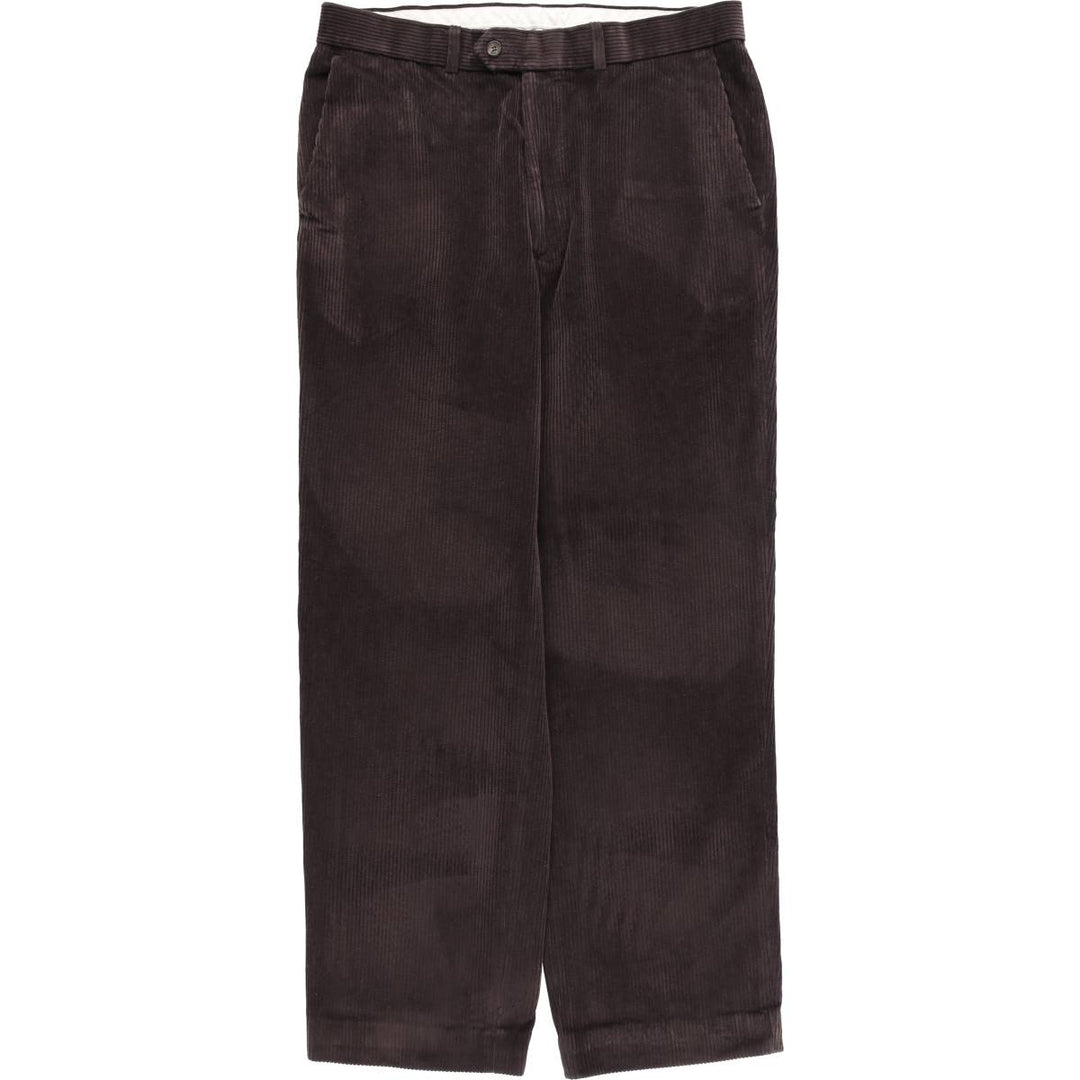Marks and Spencer Wide Ribbed Corduroy Pants, Made in the UK, Men's, Size W34 cotton chocolate Vintage Second Hand