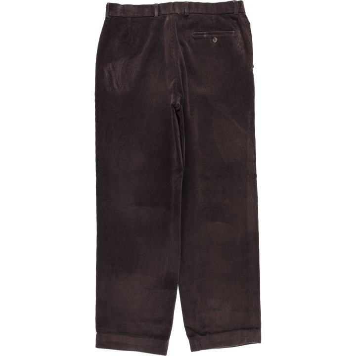 Marks and Spencer Wide Ribbed Corduroy Pants, Made in the UK, Men's, Size W34 cotton chocolate Vintage Second Hand