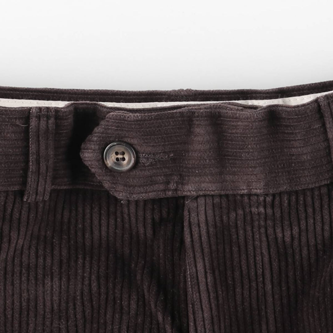 Marks and Spencer Wide Ribbed Corduroy Pants, Made in the UK, Men's, Size W34 cotton chocolate Vintage Second Hand