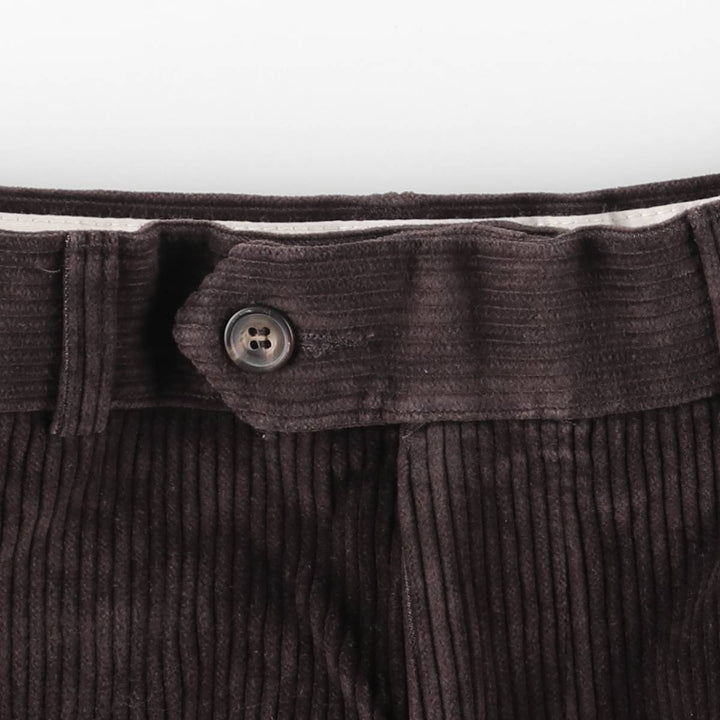 Marks and Spencer Wide Ribbed Corduroy Pants, Made in the UK, Men's, Size W34 cotton chocolate Vintage Second Hand
