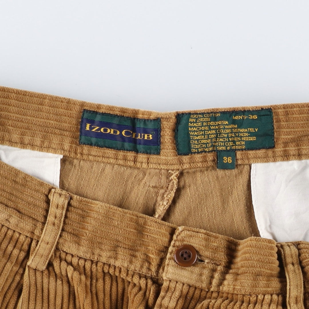 IZOD CLUB Two-pleat Corduroy Pants, Men's, Size 34 cotton beige type brown Vintage Second Hand