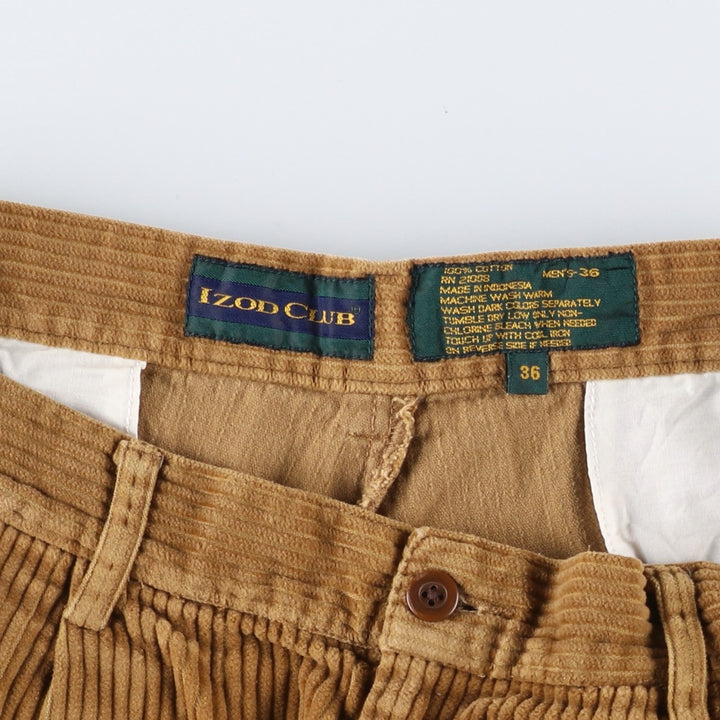 IZOD CLUB Two-pleat Corduroy Pants, Men's, Size 34 cotton beige type brown Vintage Second Hand