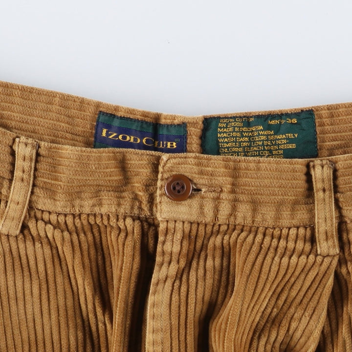 IZOD CLUB Two-pleat Corduroy Pants, Men's, Size 34 cotton beige type brown Vintage Second Hand