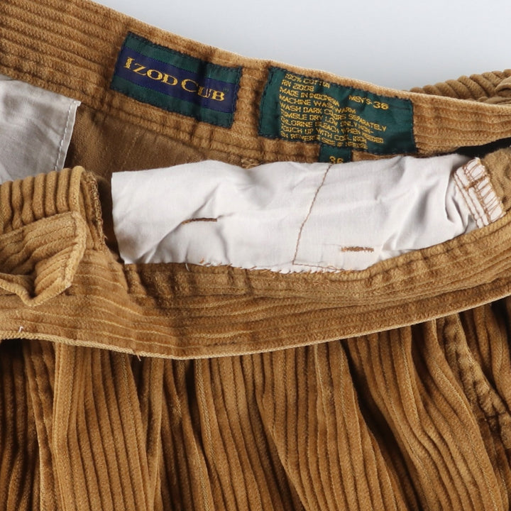 IZOD CLUB Two-pleat Corduroy Pants, Men's, Size 34 cotton beige type brown Vintage Second Hand