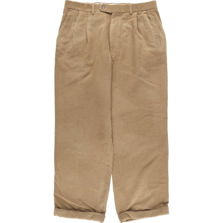 RIVIERA Two-Pleat Corduroy Pants, Made in Canada, Men's Size W34 (approx.) wool Camel type Vintage Second Hand