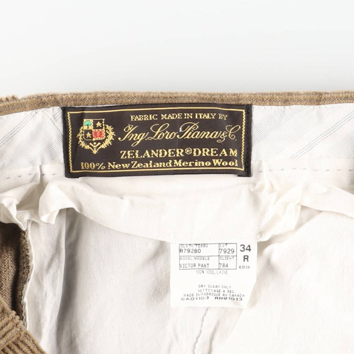 RIVIERA Two-Pleat Corduroy Pants, Made in Canada, Men's Size W34 (approx.) wool Camel type Vintage Second Hand