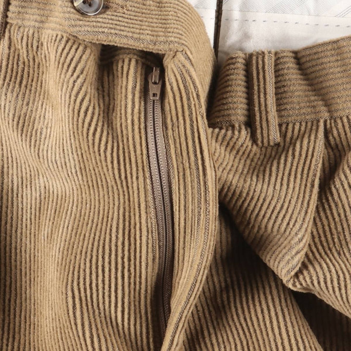 RIVIERA Two-Pleat Corduroy Pants, Made in Canada, Men's Size W34 (approx.) wool Camel type Vintage Second Hand