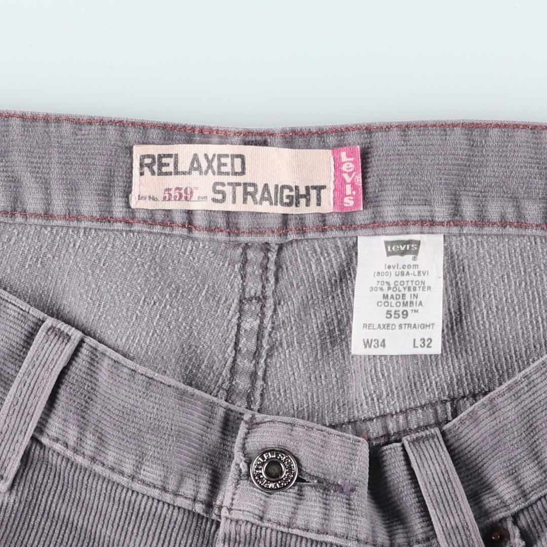 2000'S Levi's 559 Relaxed Straight Corduroy Pants, Men's, Size W36 cotton gray type Vintage Second Hand