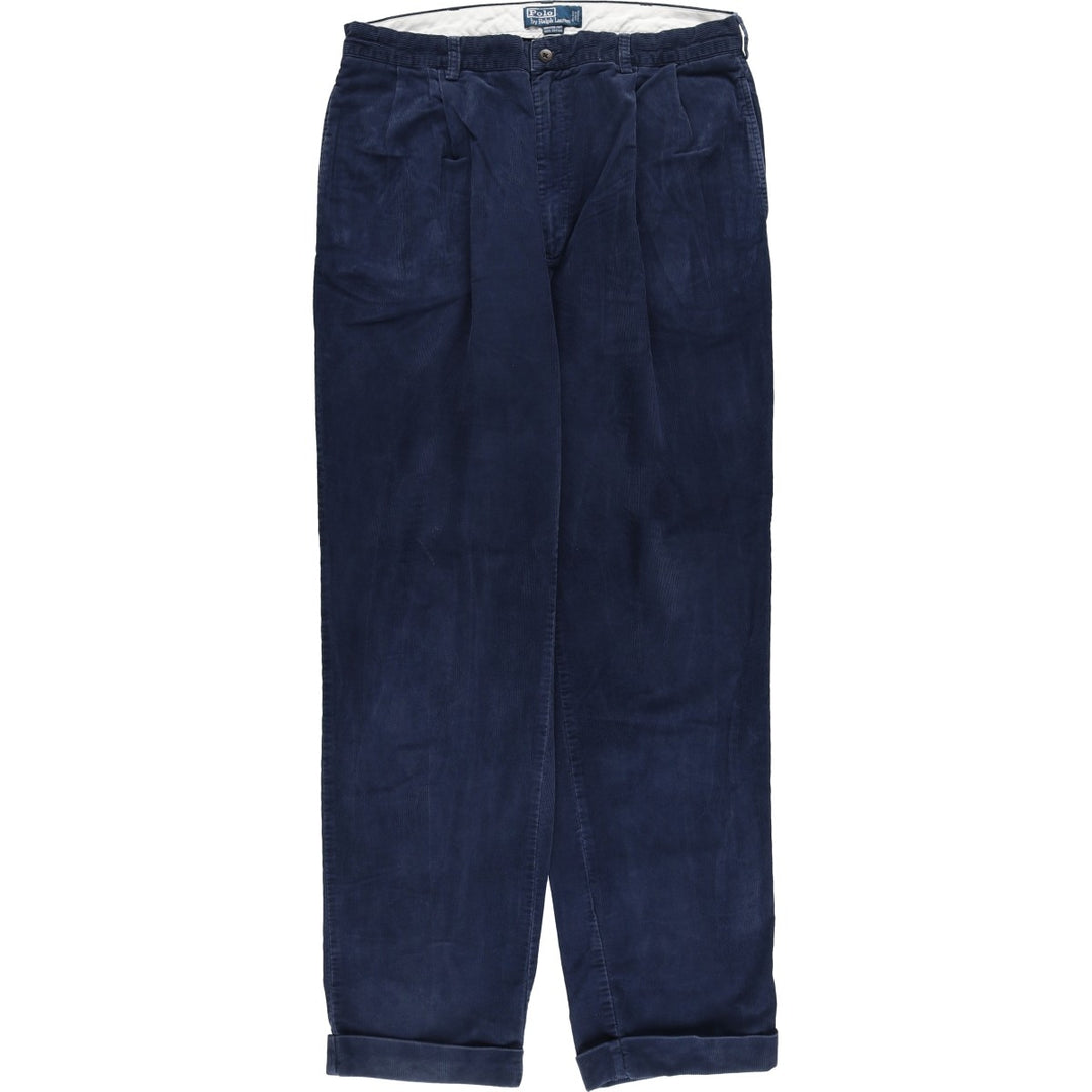 Ralph Lauren POLO by Ralph Lauren HAMMOND PANT, two-pleat corduroy pants, men's size W36. cotton navy blue type Vintage Second Hand