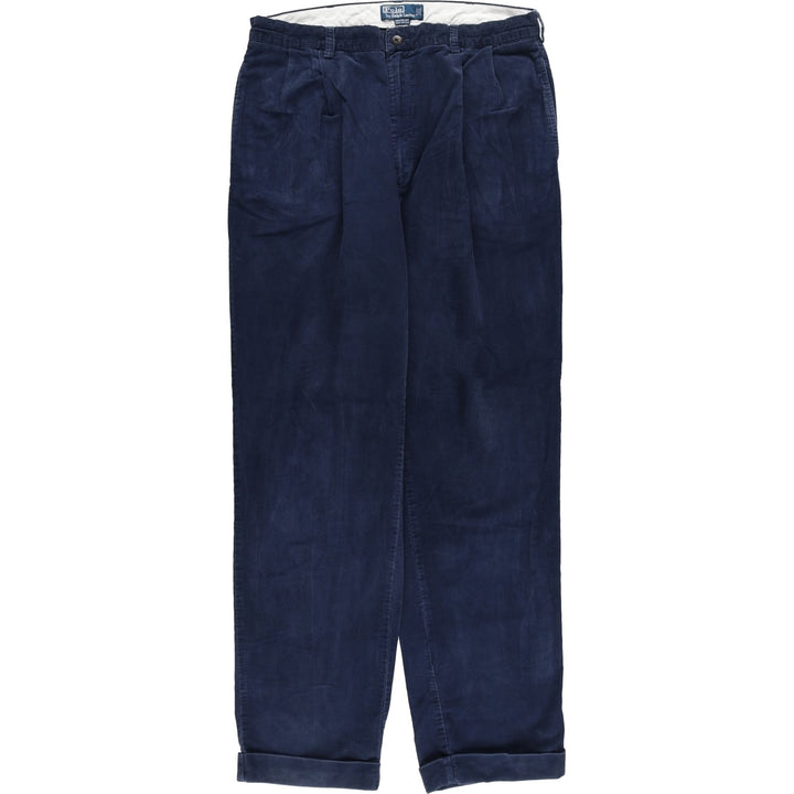 Ralph Lauren POLO by Ralph Lauren HAMMOND PANT, two-pleat corduroy pants, men's size W36. cotton navy blue type Vintage Second Hand