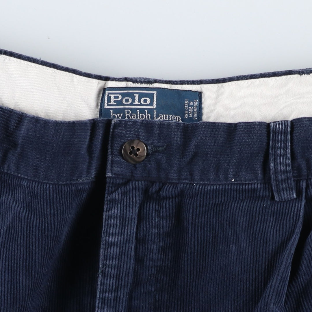 Ralph Lauren POLO by Ralph Lauren HAMMOND PANT, two-pleat corduroy pants, men's size W36. cotton navy blue type Vintage Second Hand