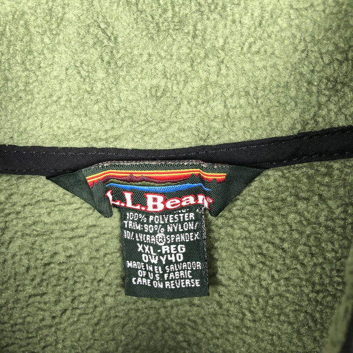 90s-00'S LLBean Half-Snap Fleece Pullover, Men's XXL polyester Khaki type Vintage Second Hand