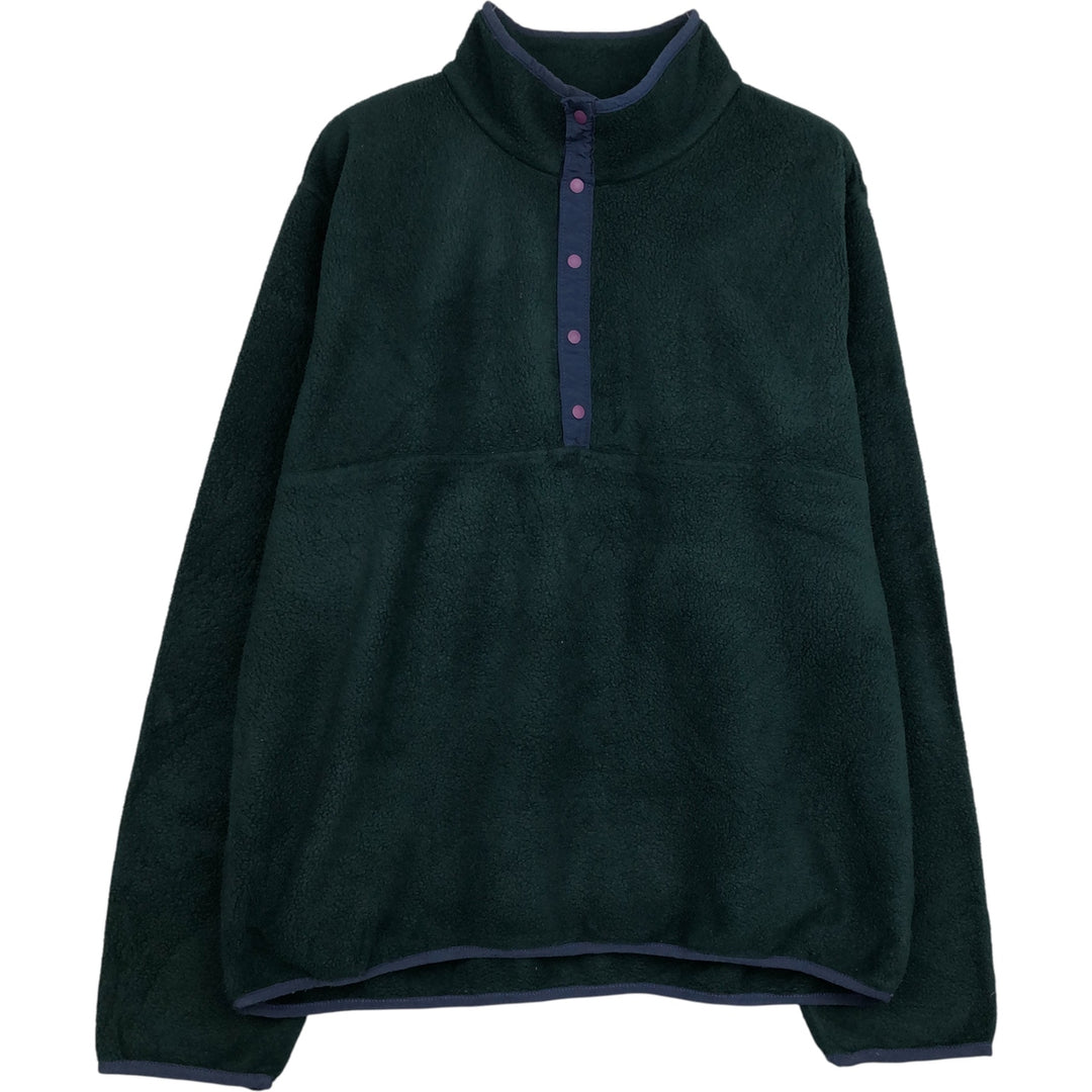 90s-00'S LLBean Half Snap Fleece Pullover, Men's Size Medium polyester Green type dark green Vintage Second Hand