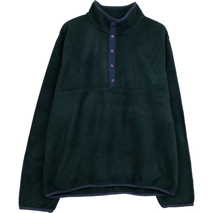 90s-00'S LLBean Half Snap Fleece Pullover, Men's Size Medium polyester Green type dark green Vintage Second Hand