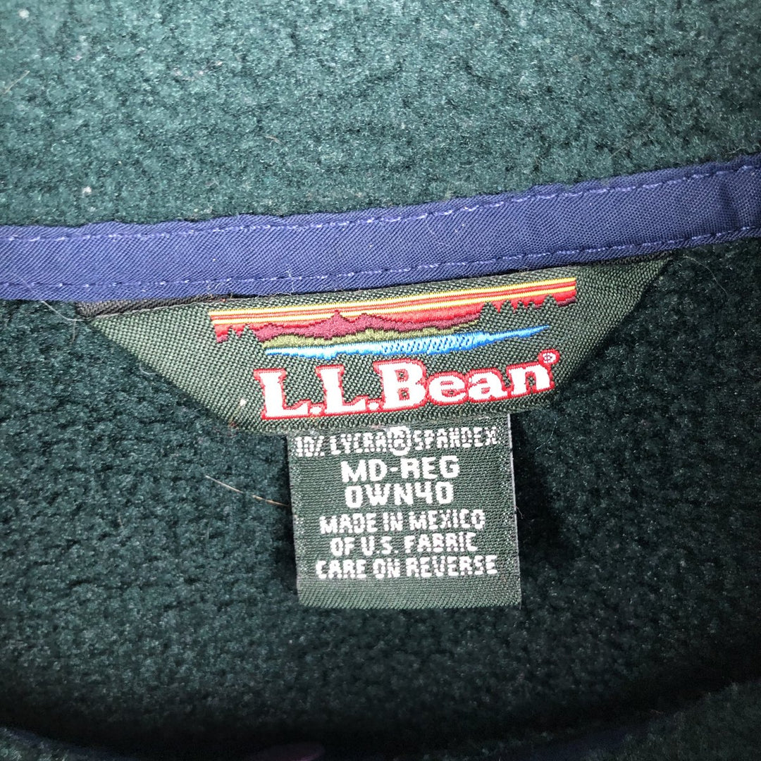 90s-00'S LLBean Half Snap Fleece Pullover, Men's Size Medium polyester Green type dark green Vintage Second Hand