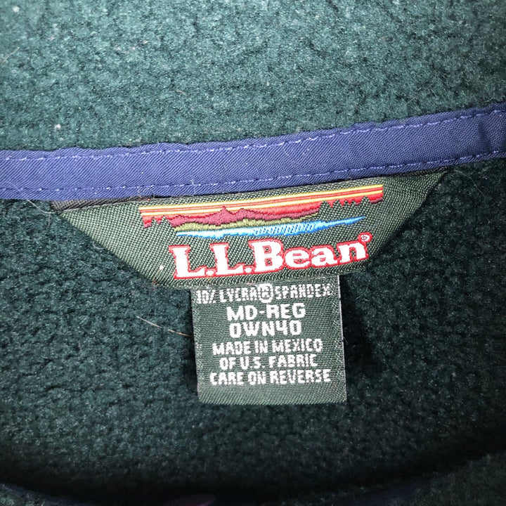90s-00'S LLBean Half Snap Fleece Pullover, Men's Size Medium polyester Green type dark green Vintage Second Hand