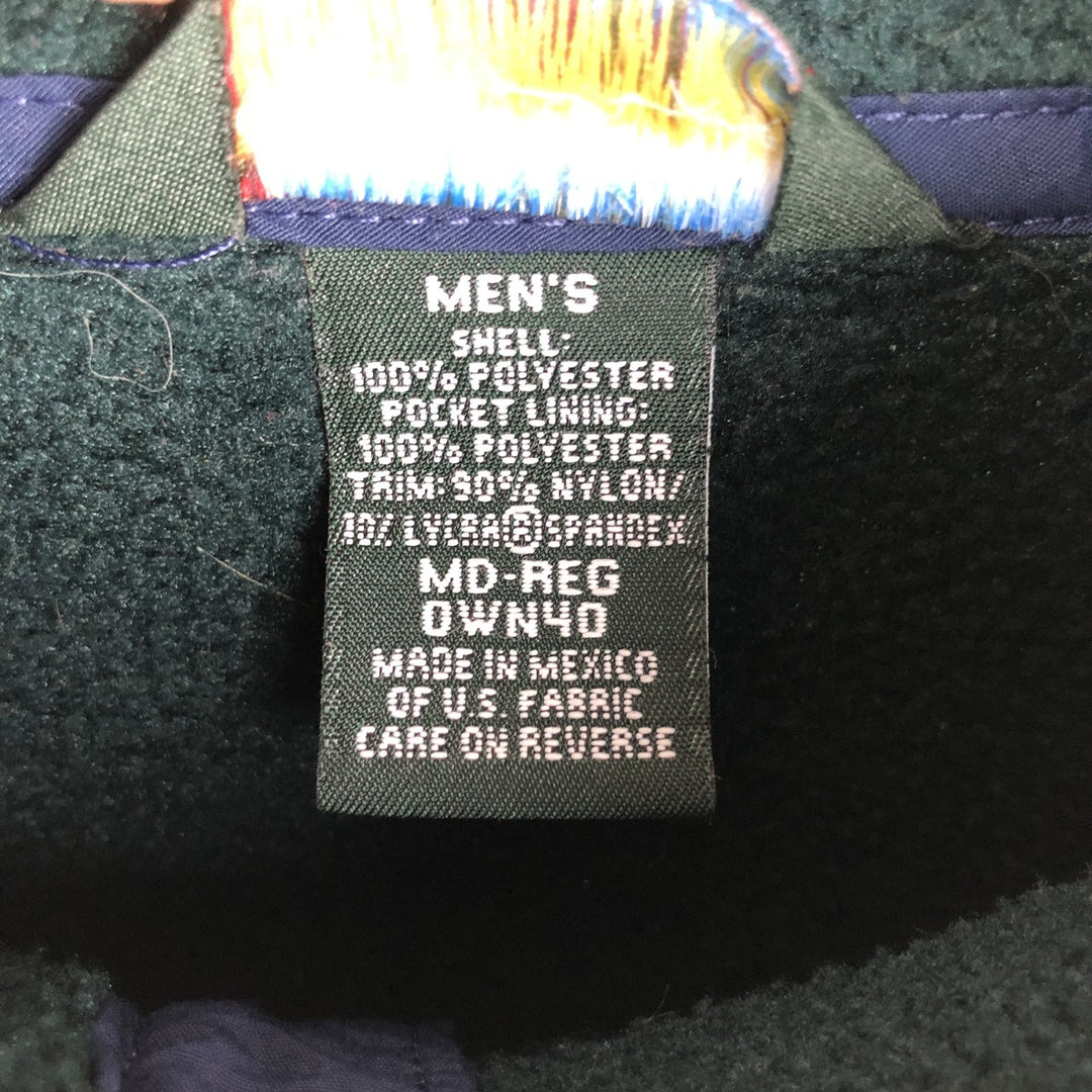 90s-00'S LLBean Half Snap Fleece Pullover, Men's Size Medium polyester Green type dark green Vintage Second Hand