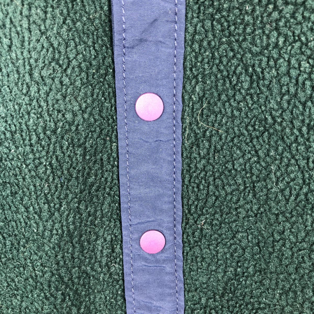 90s-00'S LLBean Half Snap Fleece Pullover, Men's Size Medium polyester Green type dark green Vintage Second Hand