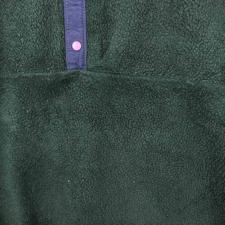 90s-00'S LLBean Half Snap Fleece Pullover, Men's Size Medium polyester Green type dark green Vintage Second Hand