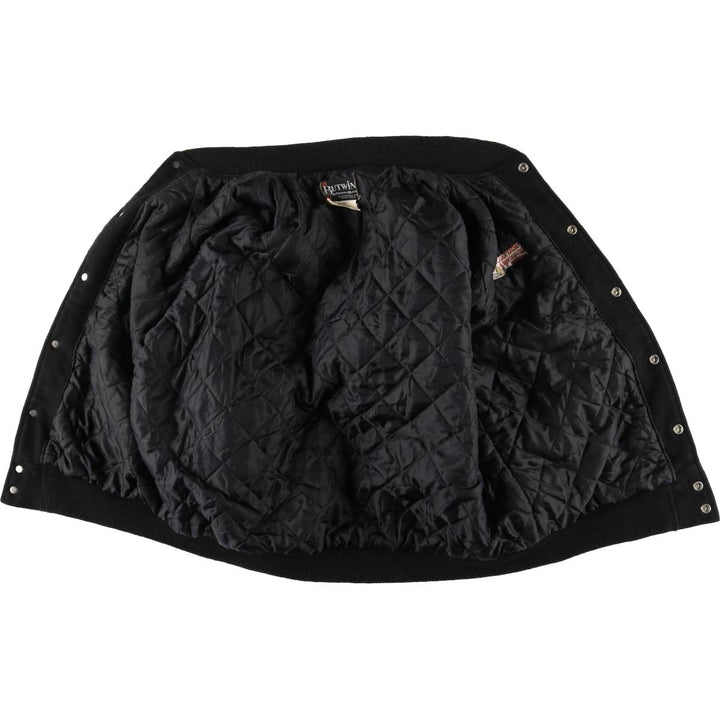 Vintage 1980'S Batwin Varsity Jacket with Padded Leather Sleeves and Wool Buttons, Made in USA, Men's Size Medium Recycled wool black type Vintage Second Hand