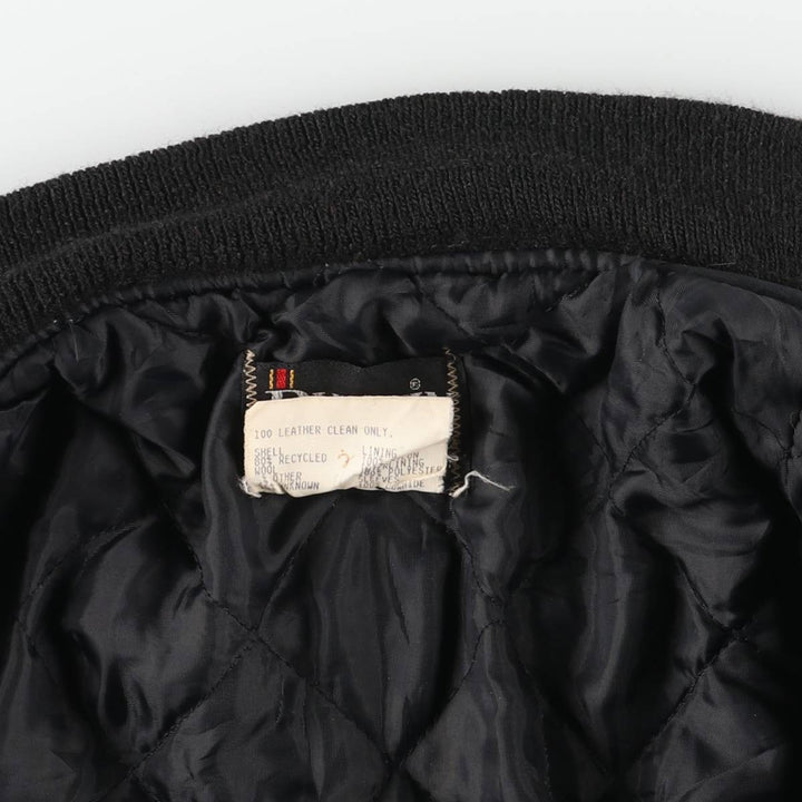 Vintage 1980'S Batwin Varsity Jacket with Padded Leather Sleeves and Wool Buttons, Made in USA, Men's Size Medium Recycled wool black type Vintage Second Hand