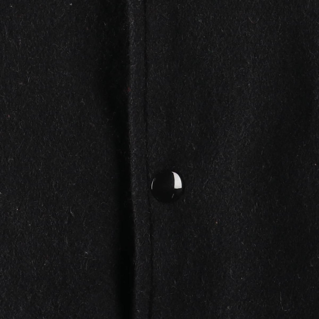 Vintage 1980'S Batwin Varsity Jacket with Padded Leather Sleeves and Wool Buttons, Made in USA, Men's Size Medium Recycled wool black type Vintage Second Hand