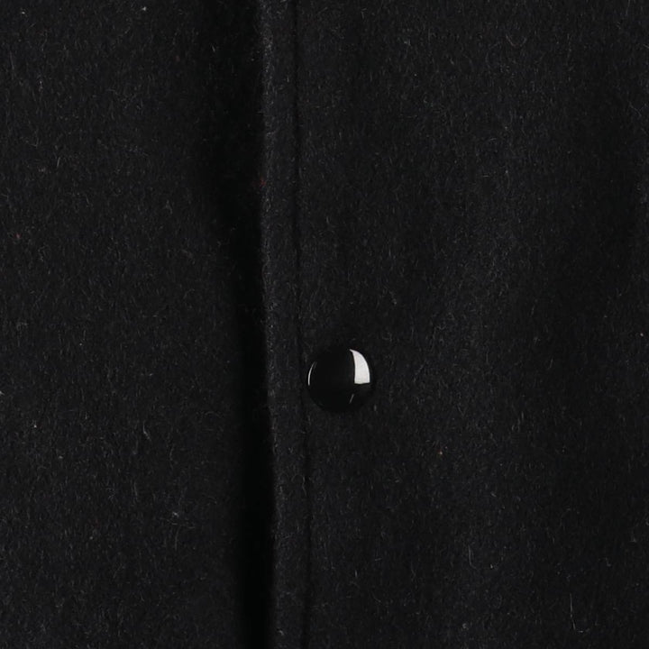 Vintage 1980'S Batwin Varsity Jacket with Padded Leather Sleeves and Wool Buttons, Made in USA, Men's Size Medium Recycled wool black type Vintage Second Hand