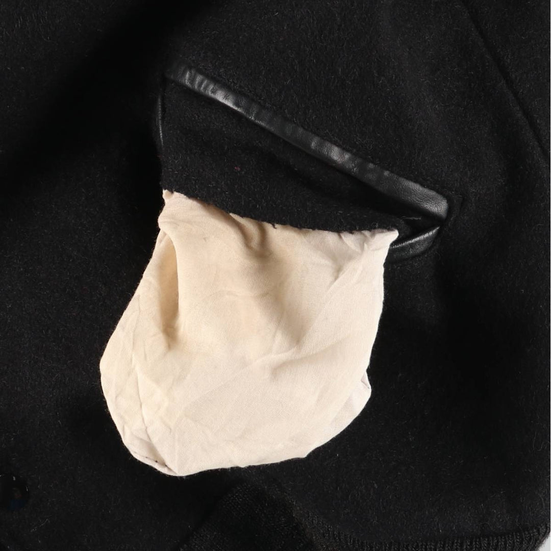Vintage 1980'S Batwin Varsity Jacket with Padded Leather Sleeves and Wool Buttons, Made in USA, Men's Size Medium Recycled wool black type Vintage Second Hand