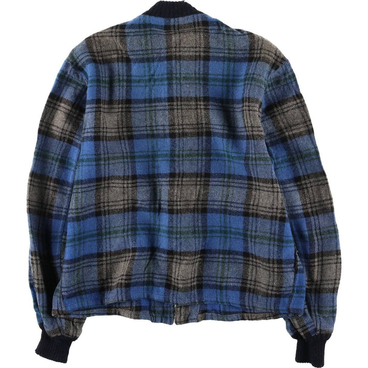 Deacon Brothers Check Pattern Wool Varsity Jacket, Men's Medium, Vintage wool blue type Vintage Second Hand