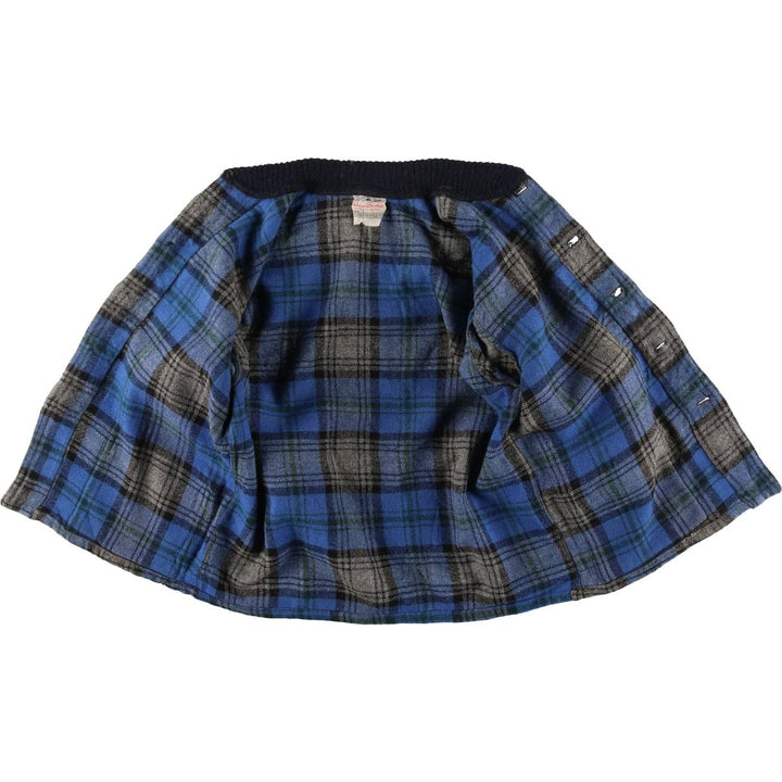 Deacon Brothers Check Pattern Wool Varsity Jacket, Men's Medium, Vintage wool blue type Vintage Second Hand