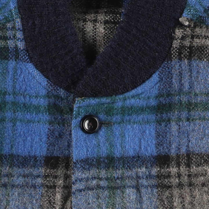 Deacon Brothers Check Pattern Wool Varsity Jacket, Men's Medium, Vintage wool blue type Vintage Second Hand