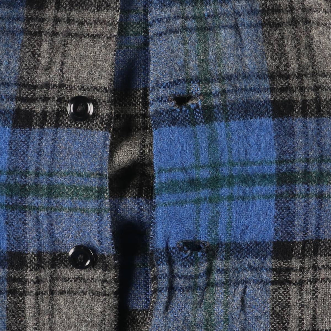 Deacon Brothers Check Pattern Wool Varsity Jacket, Men's Medium, Vintage wool blue type Vintage Second Hand