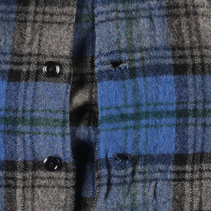Deacon Brothers Check Pattern Wool Varsity Jacket, Men's Medium, Vintage wool blue type Vintage Second Hand