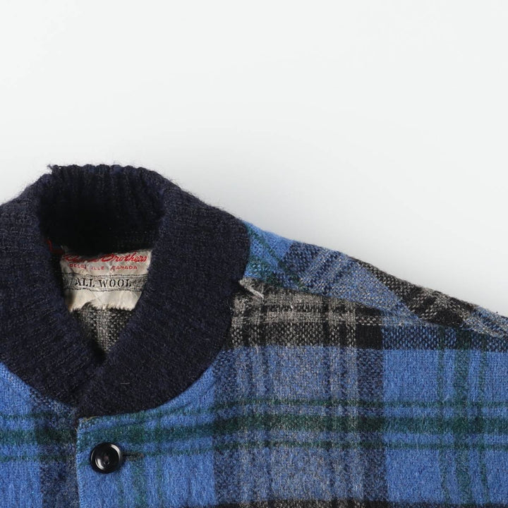 Deacon Brothers Check Pattern Wool Varsity Jacket, Men's Medium, Vintage wool blue type Vintage Second Hand