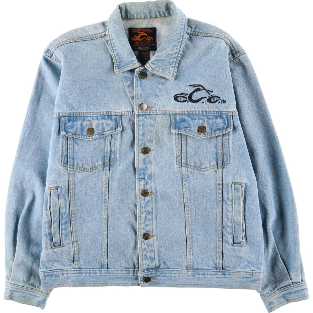 ORANGE COUNTY CHOPPERS Back Logo Denim Jacket, Men's Size L cotton blue type Vintage Second Hand