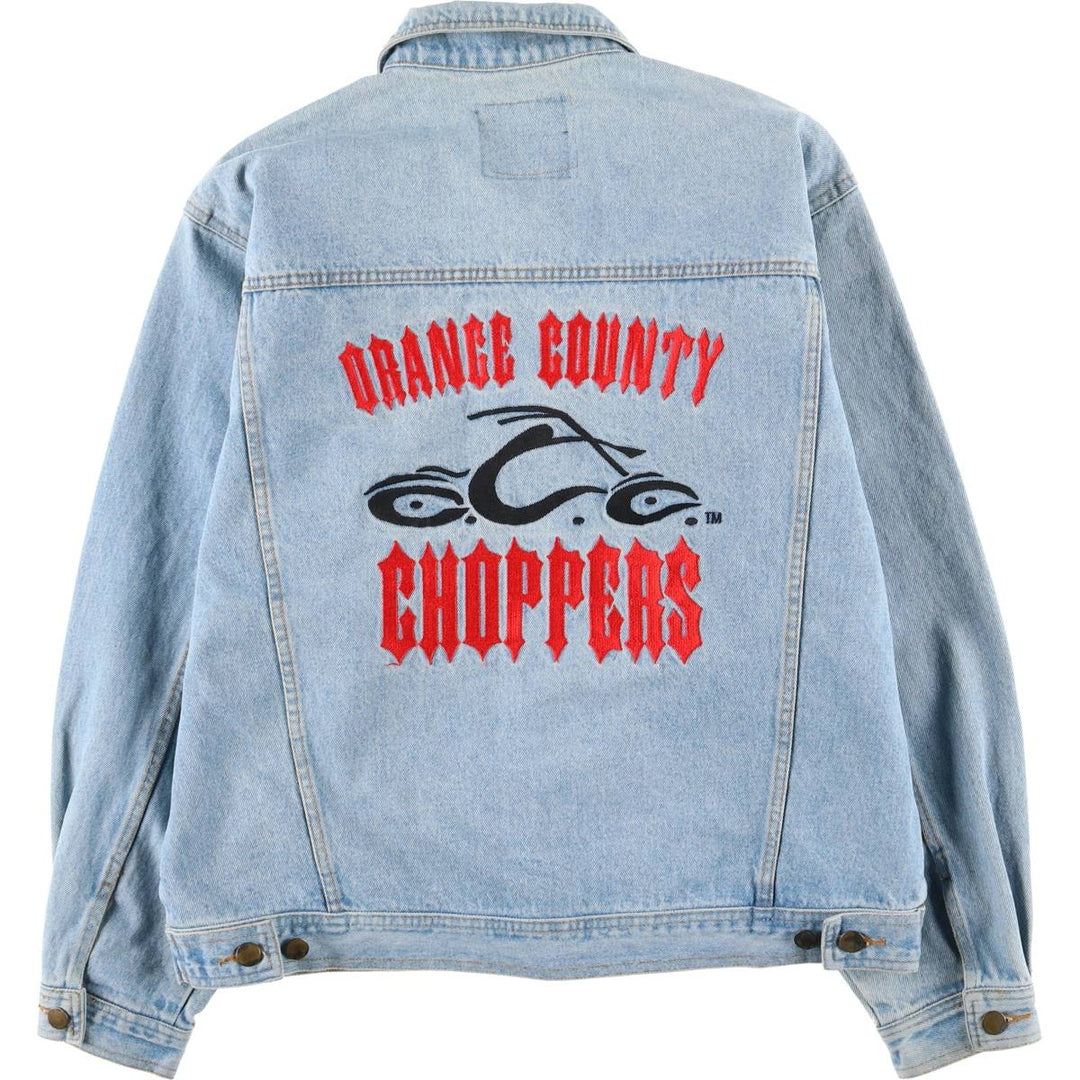 ORANGE COUNTY CHOPPERS Back Logo Denim Jacket, Men's Size L cotton blue type Vintage Second Hand