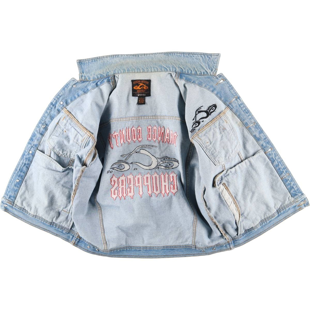 ORANGE COUNTY CHOPPERS Back Logo Denim Jacket, Men's Size L cotton blue type Vintage Second Hand